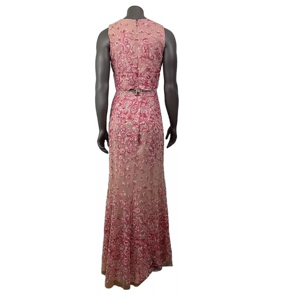 BCBG Maxazria Formal Dress 8 Pink Floral Embroidery Long Sexy Princess Prom - Picture 2 of 16